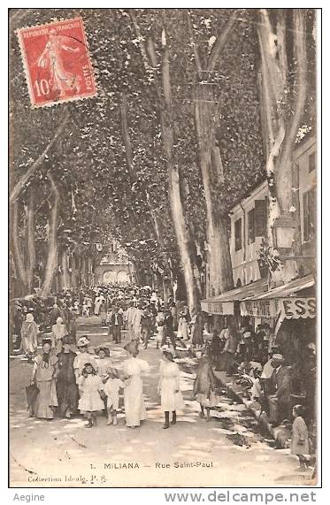 ALGERIE- ref no 525- miliana - rue saint paul - etat -quelques plis au verso n apparaissant pas sur le cliché