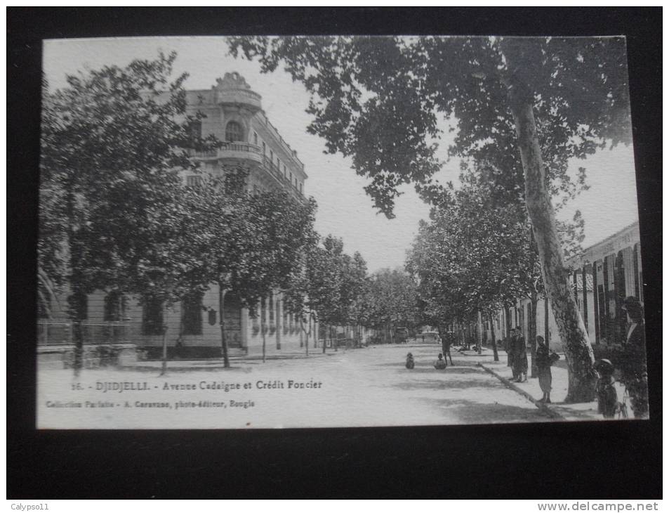 Djidjelli  - Avenue Cadaigne et Crédit Foncier, circulée, dos vert, image verso