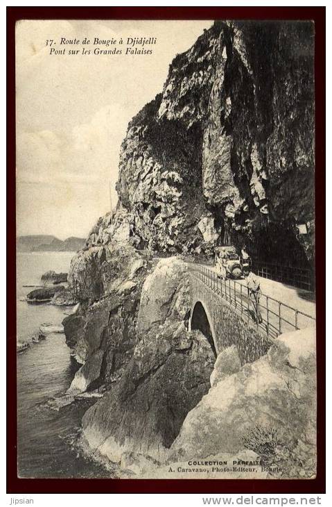 Cpa Algérie  route de Bougie à Djidjelli  pont sur les grandes falaises     RAM10