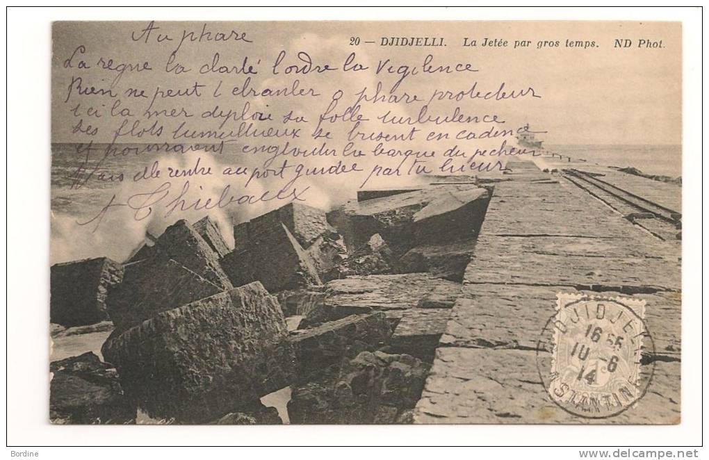 Lettre - ALGERIE - DJIDJELLI Càd s/N°107 T. Blanc - 1914