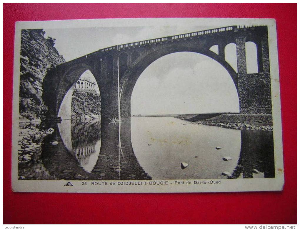 CPA-AFRIQUE-ALGERIE- ROUTE DE DJIDJELLI A BOUGIE-PONT DE DAR-EL-OUED-VOYAGEE AVEC TIMBRE--PHOTO RECTO /VERSO