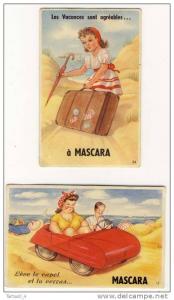 ALGERIE-MASCARA- 2 CP SYSTEME   leve le capot et tu verras -- les vacances sont agreables..