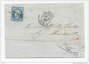 - Lettre - ALGERIE - MASCARA - GC.5042 s/TP N°60   Càd T.17 - 1872