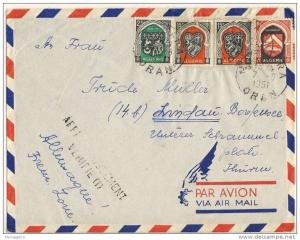 (PCV01) - ALGERIE LETTRE AVION MASCARA POUR ALLEMAGNE 1951   MARQUE AFFRANCHISSEMENT VERIFIE (1)