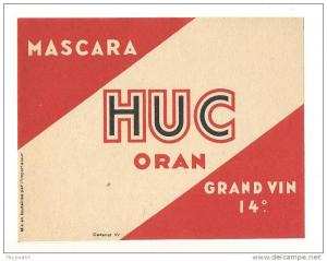 Etiquette de vin d´Algérie   Mascara    Huc