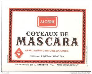 Etiquette de vin d´Algérie   Mascara