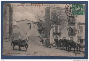 ALGERIE Mouaskar - CP ANIMEE MASCARA - PLACE DE L'ARGOUB ET LE MARABOUT DE SIDI BOUDJIEL - N°7 - COLLECTION IDEALE P. S.