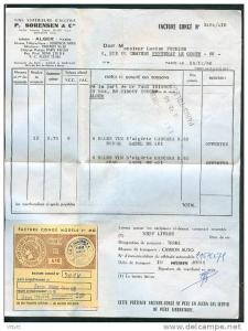 Vins Supérieurs Algérie (1966)  Facture-Congé, 12 Bouteilles Rouge et Rosé Mascara, P. Soerensen & Cie, Fontenay...