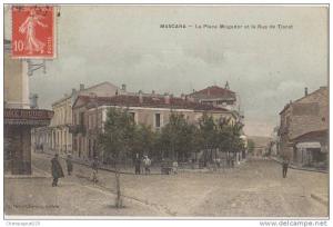 CPA ALGERIE MASCARA La Place Mogador et la Rue de Tiaret carte colorisée 1908