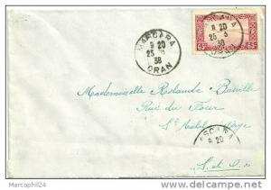 ALGERIE  1938 = MASCARA / Oran = CACHET MANUEL sur N° 131   cachet arrivée St Michel sur Orge