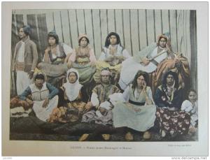ALGERIE / Femmes Arabes Mauresques de MASCARA / Photogravure colorisée fin XIXème No CPA Ed. Boulanger