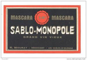 Etiquette de vin d´Algérie   Mascara    Sablo Monopole