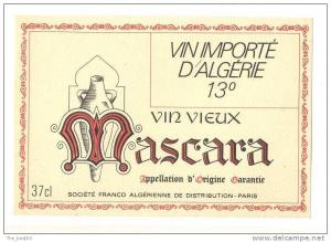 Etiquette de vin d´Algérie   Mascara