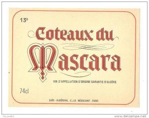 Etiquette de vin d´Algérie   Mascara