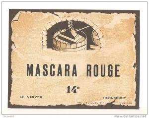 Etiquette de vin d´Algérie   Mascara    rouge