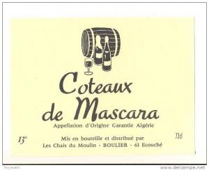 Etiquette de vin d´Algérie   Mascara