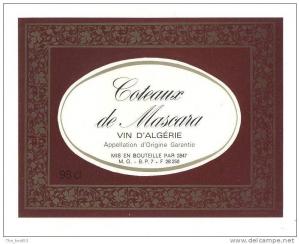 Etiquette de vin d´Algérie   Mascara