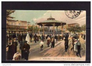 ALGERIE Mascara Kiosque à Musique, bien animée, colorisée, ed LL 5, 1910