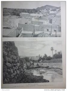 Algérie , oasis de Bou Saada , la perle algérienne , gravure de 1898    sur 4 pages