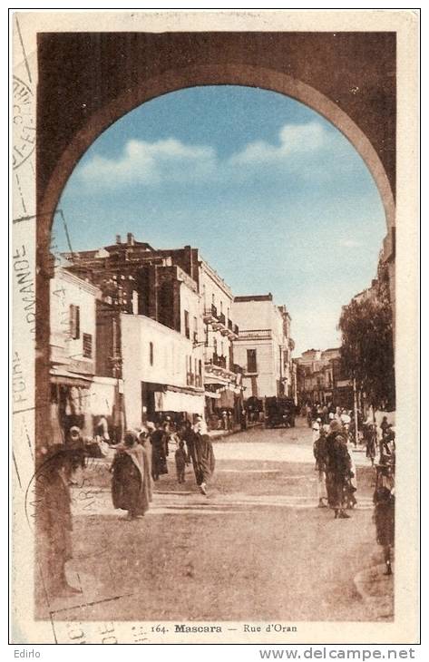 ALGERIE  - MASCARA  rue d'oran - timbrée TTBE