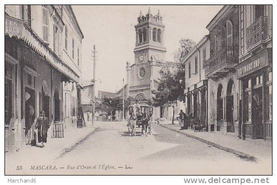 ALGERIE MASCARA RUE D ORAN ET L EGLISE editeur LL