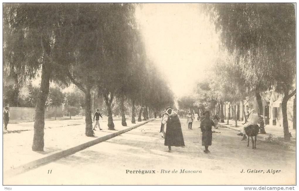 ALGERIE  PERREGAUX RUE DE MASCARA  J.GEISER     SCANS RECTO VERSO