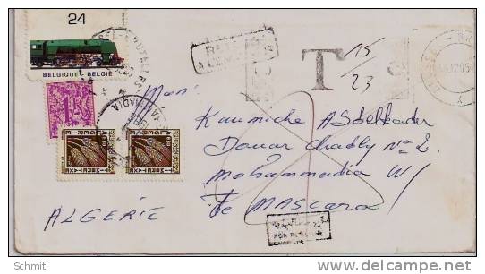 -Enveloppe envoyée vers Mascara (Algérie) avec taxe +retour à l'envoyeur + non reclame,en Algérie