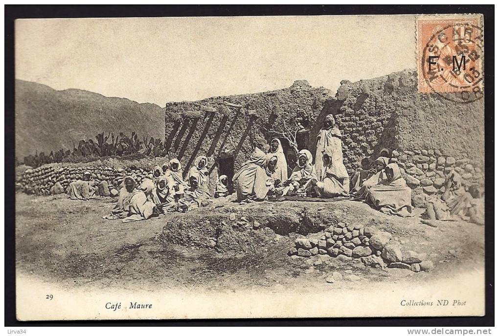 CPA  PRECURSEUR- AFRIQUE DU NORD- ALGÉRIE- MASCARA- LE CAFÉ MAURE EN PLEIN AIR EN 1900- TRES BELLE ANIMATION GROS PLAN-