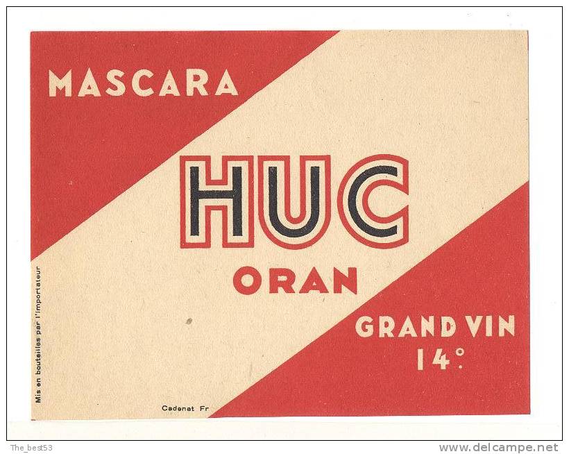 Etiquette de vin d´Algérie   Mascara    Huc