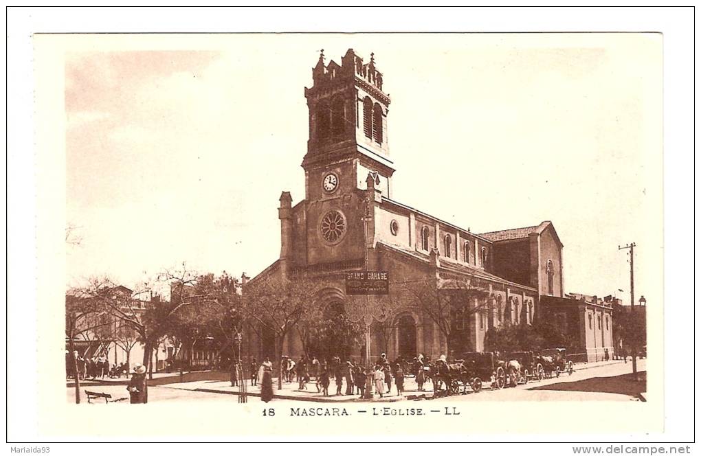 MASCARA - ALGERIE - L'EGLISE - ATTELAGE - ANIMATION