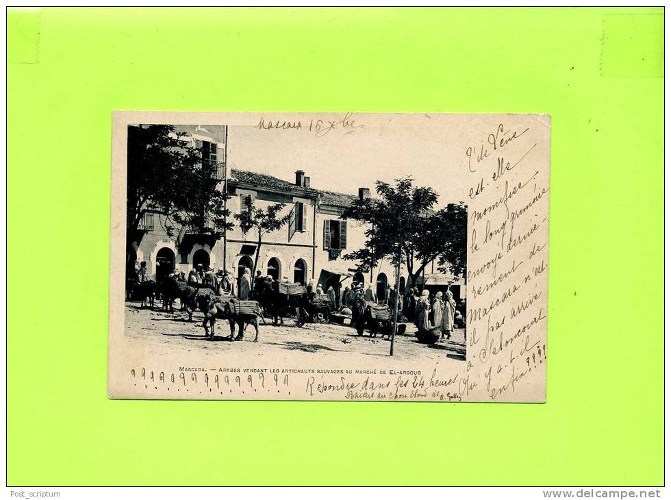 Afrique - Algérie - Mascara -  Arabes vendant les artichauts au marché de El-Argoub