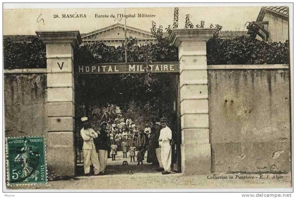 11 - 2404 - Algérie -  MASCARA - ENTREE DE L´HOPITAL MILITAIRE  - 1911