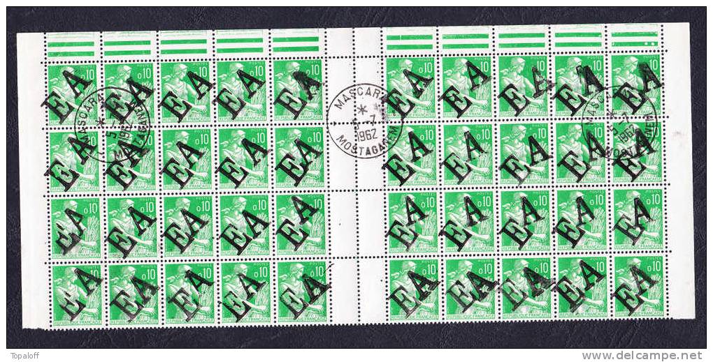 ALGERIE EA N°354 Bloc de 40 Neuf sans charnieres et oblitérations MASCARA  1962