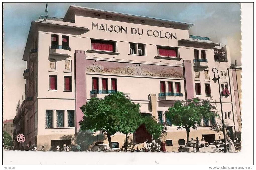 ALGERIE ,,,, MASCARA ,,,,  LA  MAISON du  COLON ,,,,,,VOYAGE  1957,,,,TTBE ,,,  ANIMEE,,TRACTION ,,,COLORISEE,