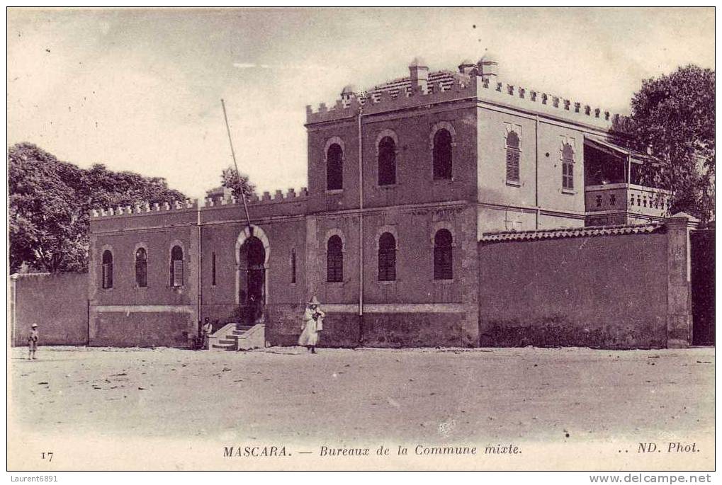 CPA AFRIQUE ALGERIE MASCARA BUREAUX DE LA COMMUNE MIXTE ANIMEE