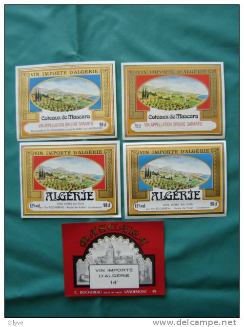 Lot de 5 étiquettes ,VIN D´ALGERIE,COTEAUX DE MASCARA.