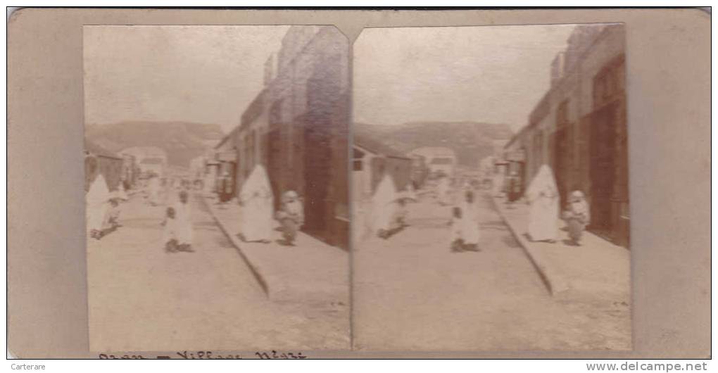 photo stéréoscopique unique,algérie française,ORAN,village nègre,région mascara,collection jb PRION,rare