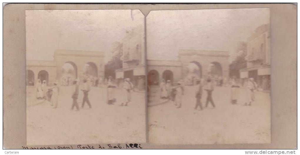 carte photo stéréoscopique unique,algérie,ORAN,masca ra,porte de bab alli,collection jb PRION,rare