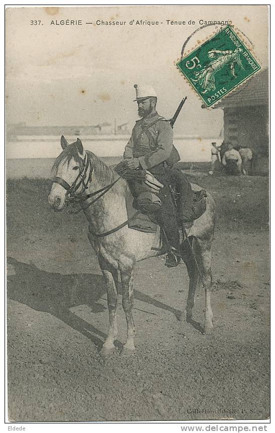 Militaria Algerie 337 Chasseur Afrique Cavalier Tenue de Campagne Timbrée Mascara