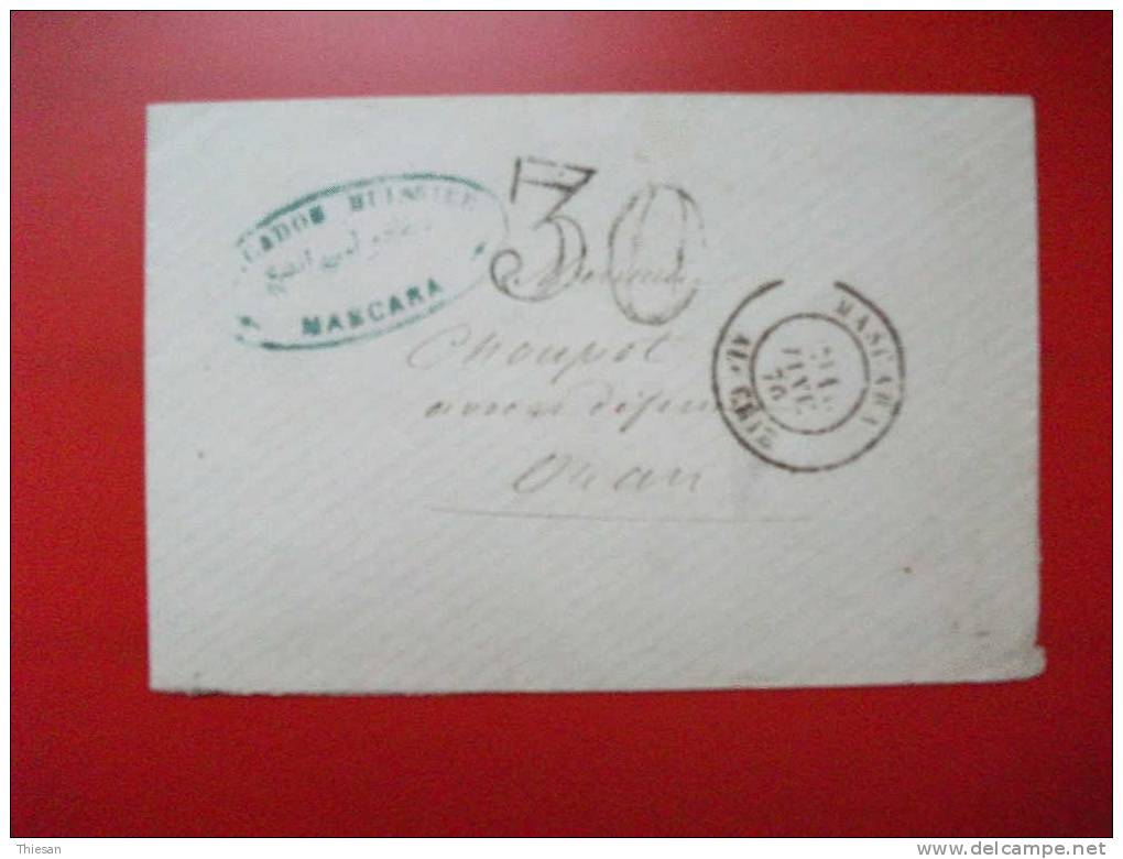 Algérie. Lettre Mascara / Algérie 16 1 70 pour Oran ( taxe tampon 30 ).