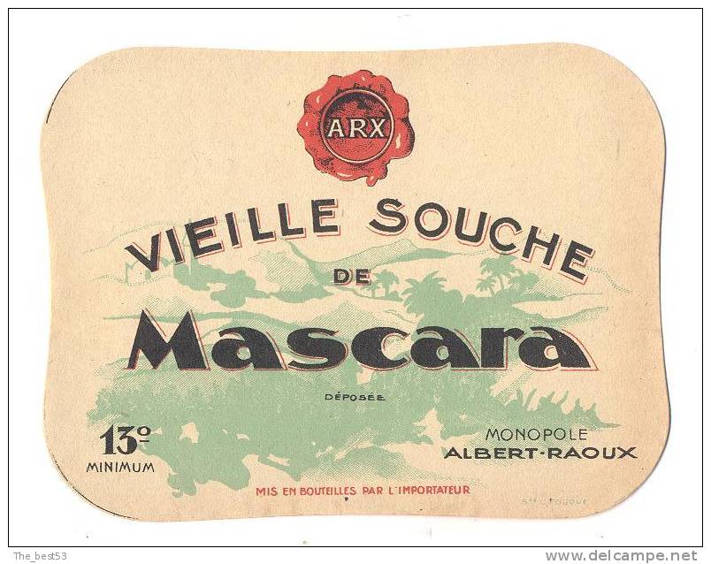 Etiquette de vin d´Algérie   Mascara     Vieille Souche