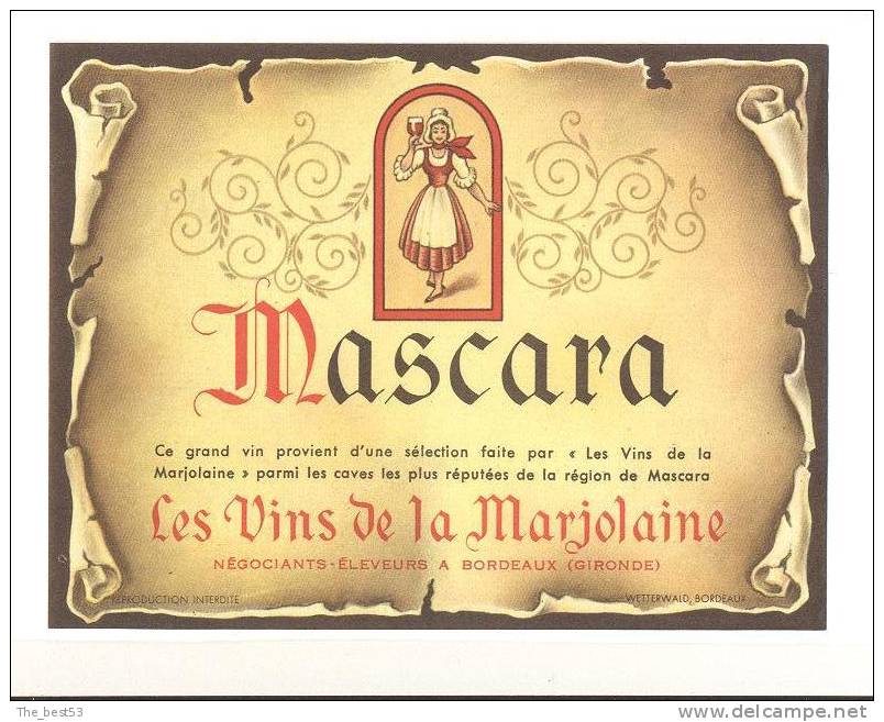 Etiquette de vin d´Algérie Mascara ALGERIE vitaminedz