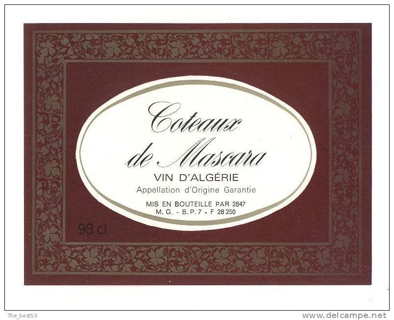 Etiquette de vin d´Algérie   Mascara