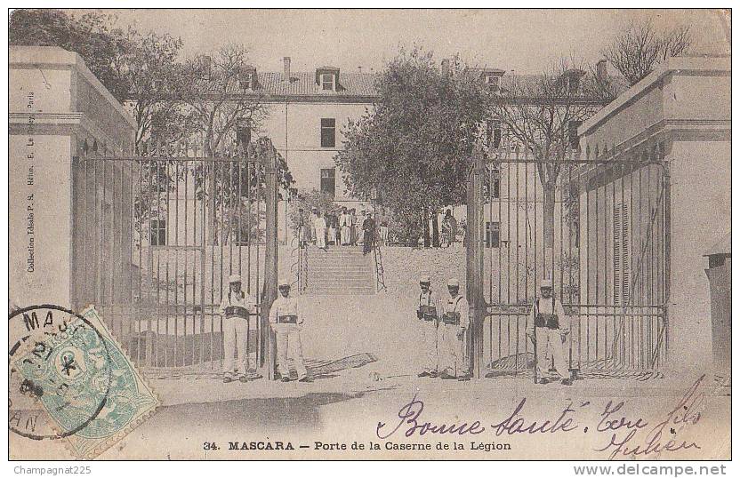 CPA ALGERIE ORANIE MASCARA Porte de la Caserne de la Légion Etrangère 1909