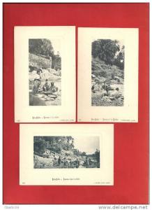 Algérie - 3 cpa - Les Laveuses à la rivière de Bou-Saada (Panneaux artistiques de J.Geiser- A saisir fin de collection)