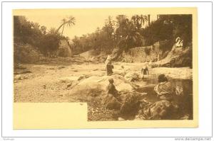 ALGERIA BOU SAADA 47828 POSTCARD DANS L'OUED WADI PEOPLE WORKING GEENERY WATER
