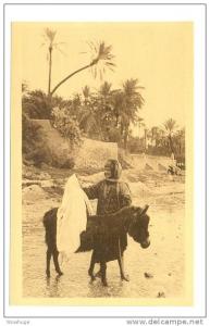 ALGERIA BOU SAADA 47833 POSTCARD TROIS AMIS MULE LITTLE GIRL LADY THREE FRIENDS