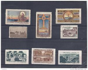 8 Vignettes  ALGERIE - ORANIE - ALGER - ALGER - BOU SAADA - CHERCHELL - 7 sans gomme , en très bon état