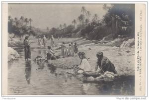 CPA LAVEUSES A BOU-SAADA PAR A. DELAHOGUE - SALON DE L'ECOLE FRANCAISE 1912