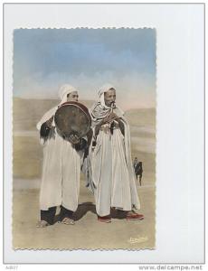 BOU-SAADA (Algérie) - CPSM -  Cité du Bonheur  - Les Musiciens dans les dunes - écrite  de BENI-AMBRAN en 1956